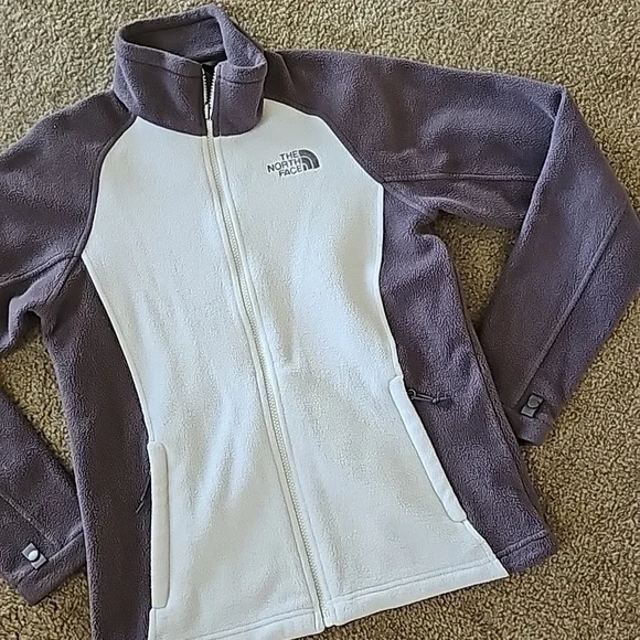 The North Face Fleece Zip Up Jacket Small White Purple - Picture 2 of 6